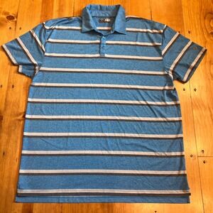 Callaway Opti-Dri Men Blue Striped Short Sleeve Golf Polo Shirt 2XLT Tall